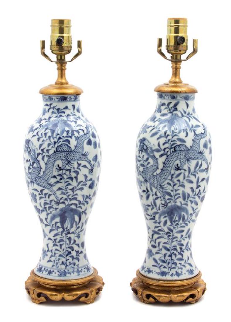 Pair Chinese Export Blue and White Porcelain Vases (1 of 1)