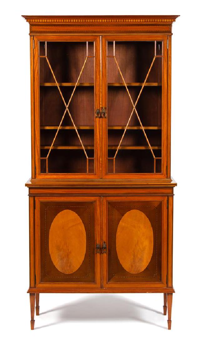 An Edwardian Inlaid Satinwood Breakfront Bookcase (1 of 1)