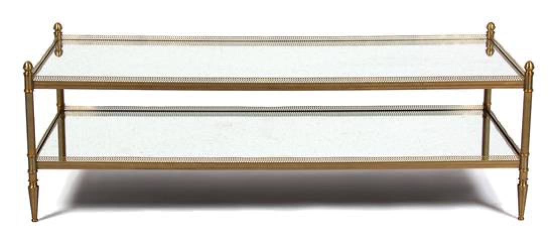 A Brass and Mirrored Glass Coffee Table Height 18 x (1 of 1)