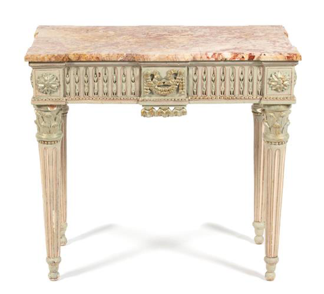 A Louis XVI Style Painted and Parcel-Gilt Side Table (1 of 1)