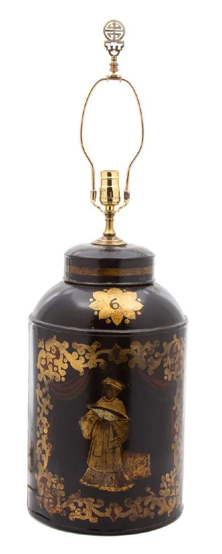 An English Chinoiserie Tole Painted Tea Cannister Table (1 of 1)