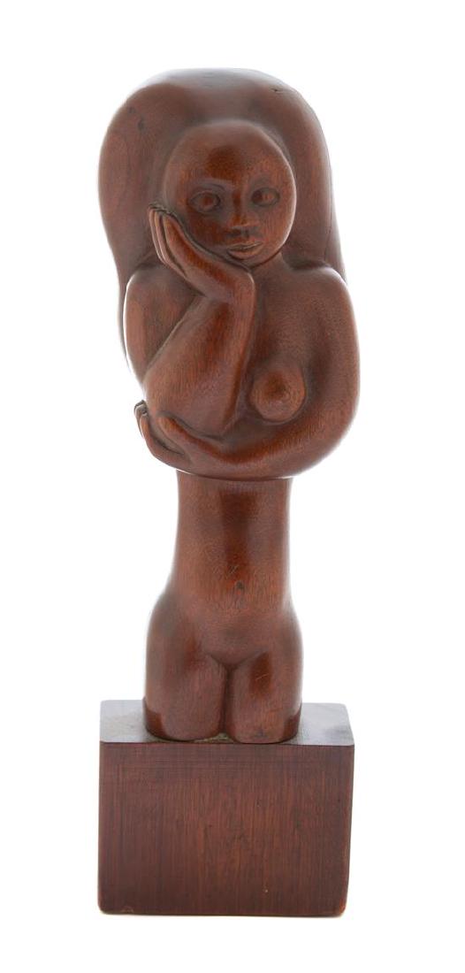 Juan Oliver, (American, 20th Century), Female Nude: Juan Oliver (American, 20th Century) Female Nude carved wood inscribed Height 12 inches Estimate $500-700 Collection of James J. Shapiro by descent of the current owner