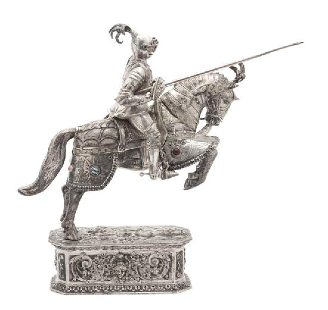 A German Hanau Silver Knight Mounted on Horseback, 19TH (1 of 2)