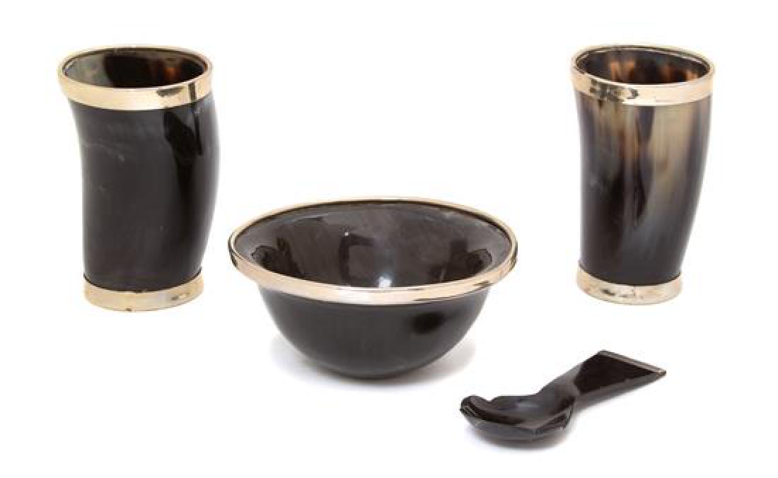 Four Articles of Silver Mounted Horn Height of bowl 2 x (1 of 1)