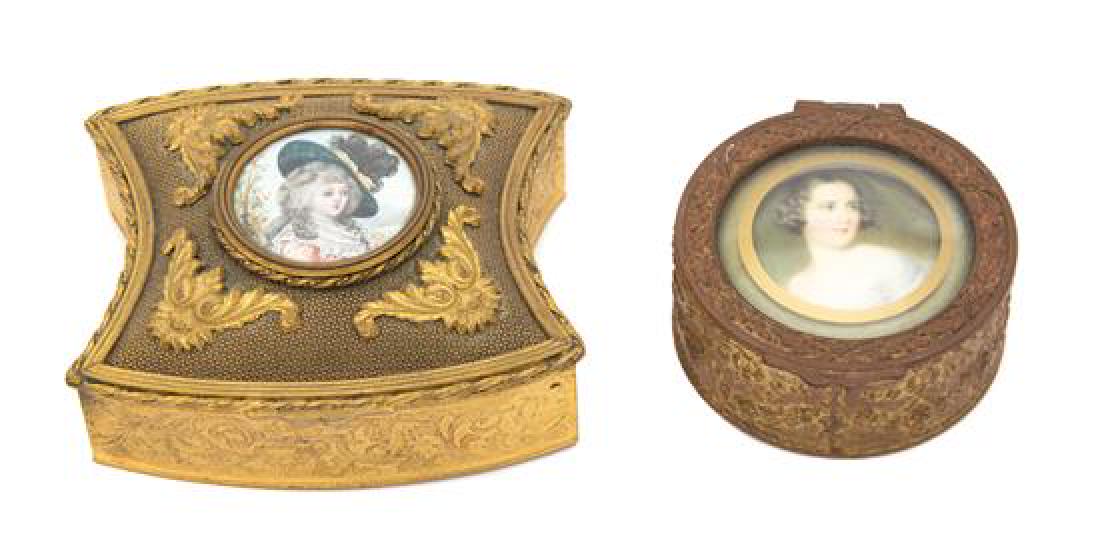 Two French Gilt Metal Boxes Width of largest 4 1/8 x (1 of 1)