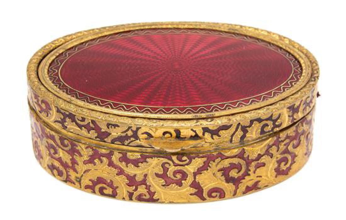 An Austrian Gilt Bronze and Enamel Snuff Box Width 4 (1 of 1)