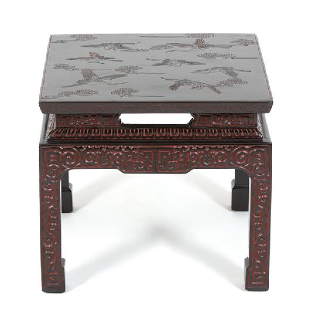 A Chinese Carved Black and Red Lacquer Side Table (1 of 1)