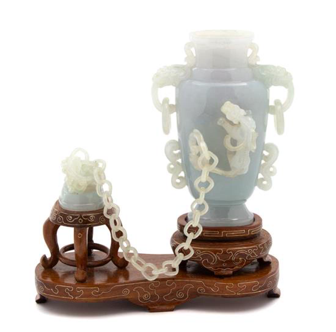 A Chinese Carved Jadeite Censer on Stand Height 6 (1 of 1)