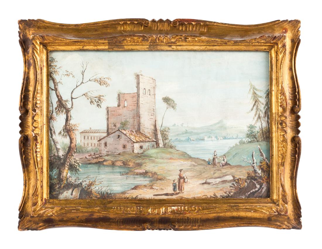 French School, (19th Century), Village Landscape Scenes (1 of 4)