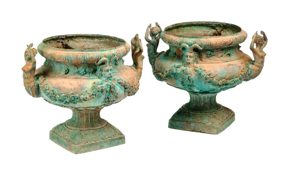 A Pair of Louis XV Style Bronze Planters Height 19 x (1 of 1)