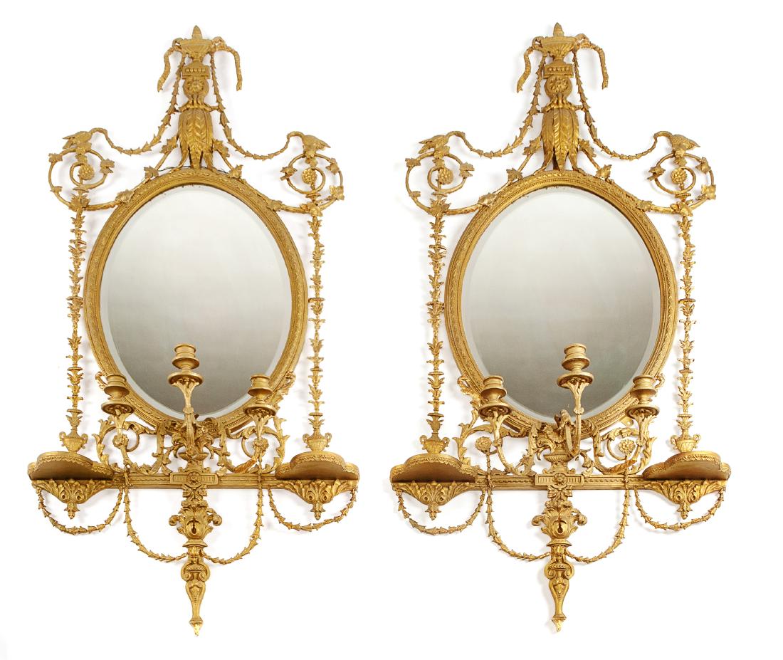 A Pair of Continental Giltwood Girandole Mirrors (1 of 1)