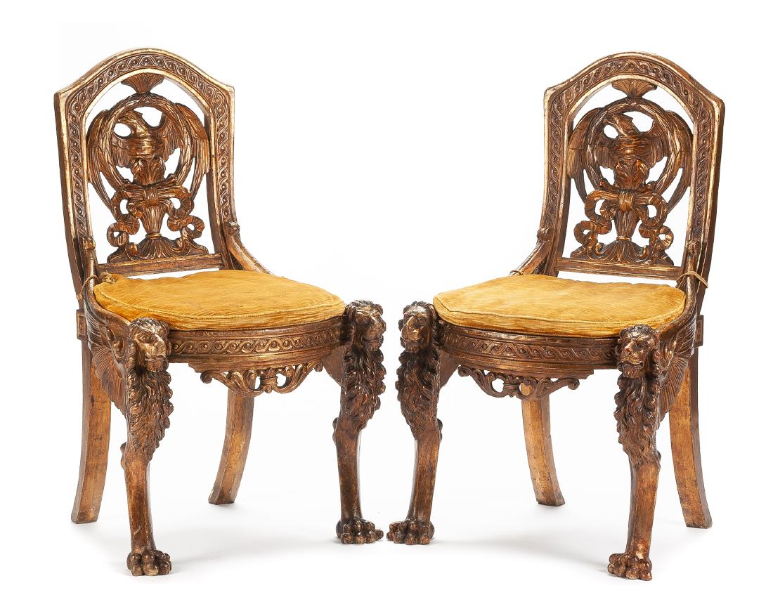 A Pair of Continental Carved Side Chairs Height 36 1/2 (1 of 1)