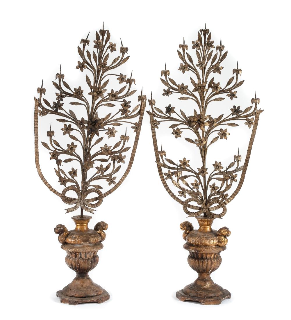 A Pair of Spanish Carved Giltwood, Tole and Iron (1 of 1)