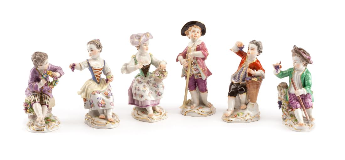 Six Meissen Porcelain Figures Height of tallest 5 3/4 (1 of 1)