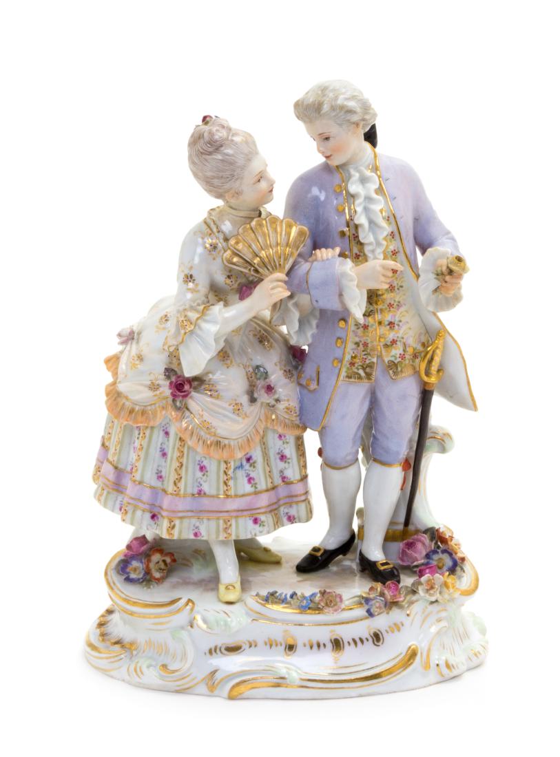 * A Meissen Porcelain Figural Group Height 7 1/2 (1 of 2)