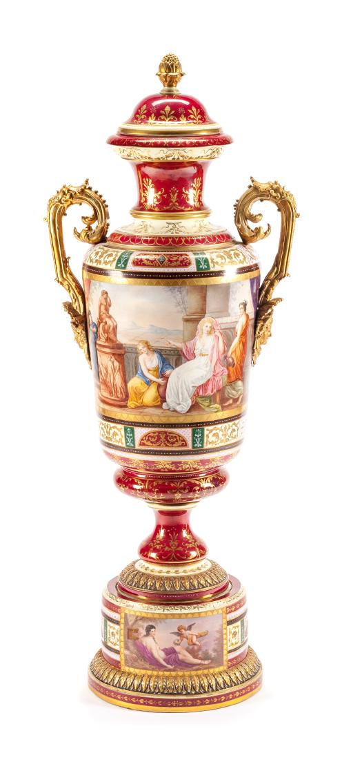 A Large Vienna Porcelain Covered Vase Height 56 inches. (1 of 1)