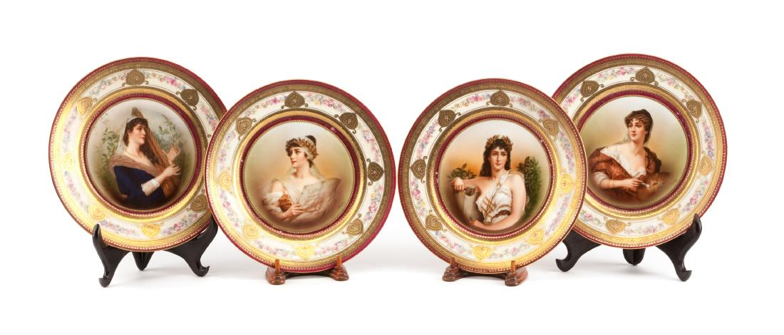A Set of Four German Porcelain Cabinet Plates Diameter (1 of 2)