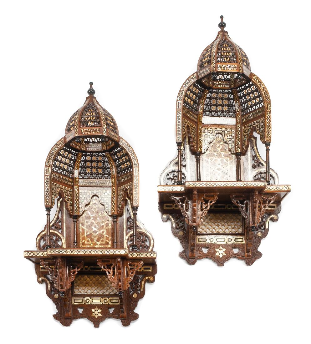 A Pair of Moorish Mother-of-Pearl Inlaid Wall Brackets (1 of 1)