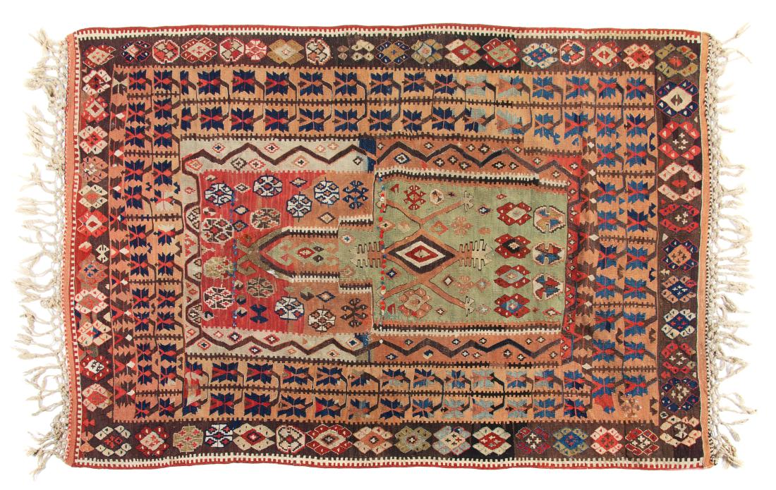 A Turkish Wool and Metallic Thread Prayer Rug 5 feet 8 (1 of 1)