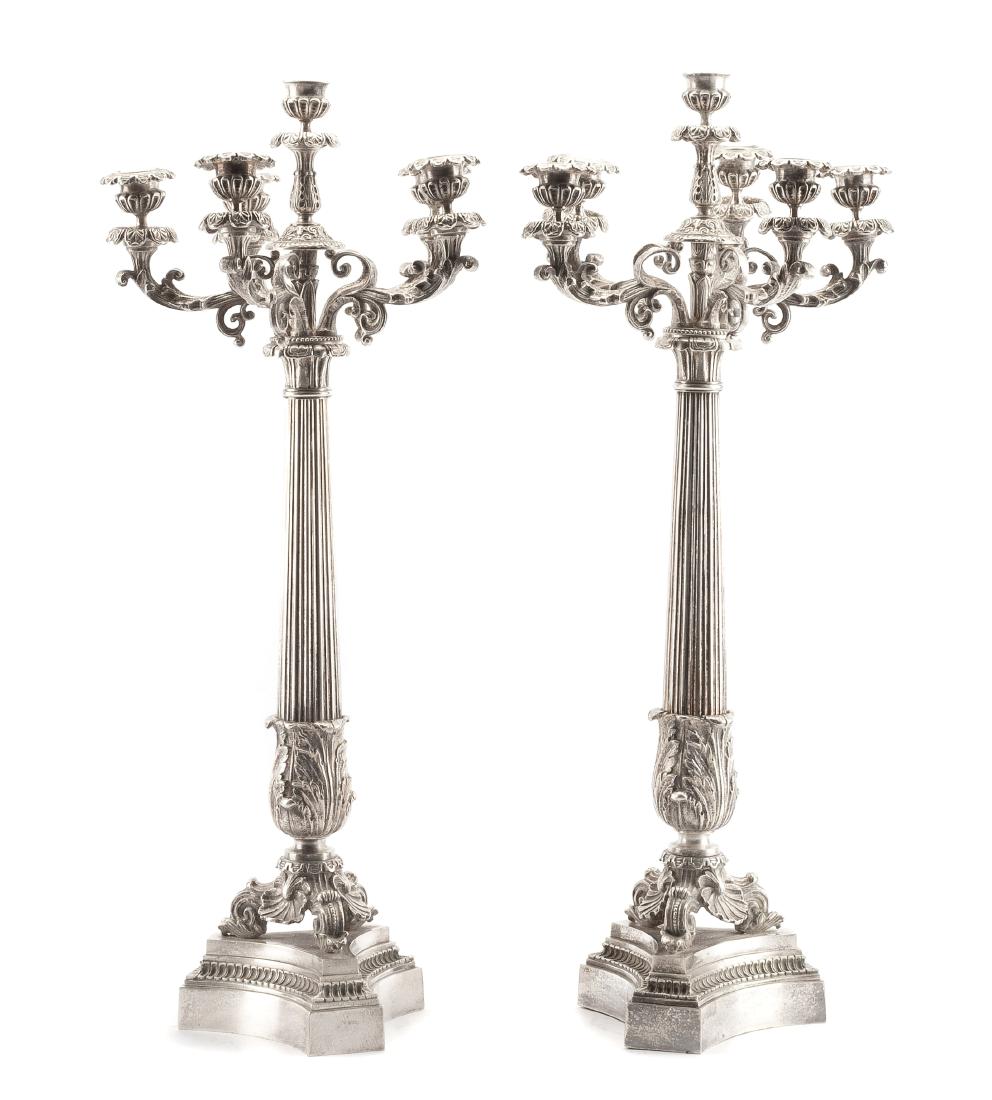 A Pair of French Silvered Bronze Six-Light Candelabra, (1 of 1)