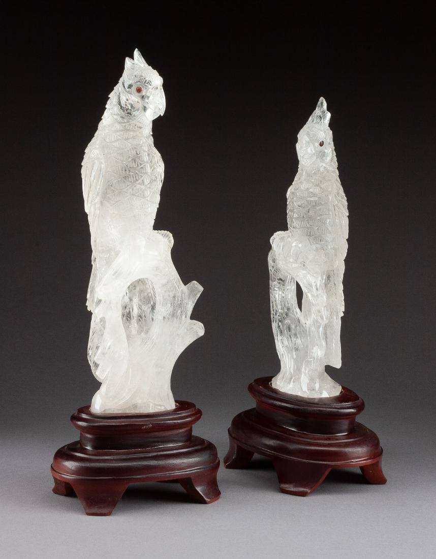 A Pair of Carved Rock Crystal Figures Height 9 1/2 (1 of 1)