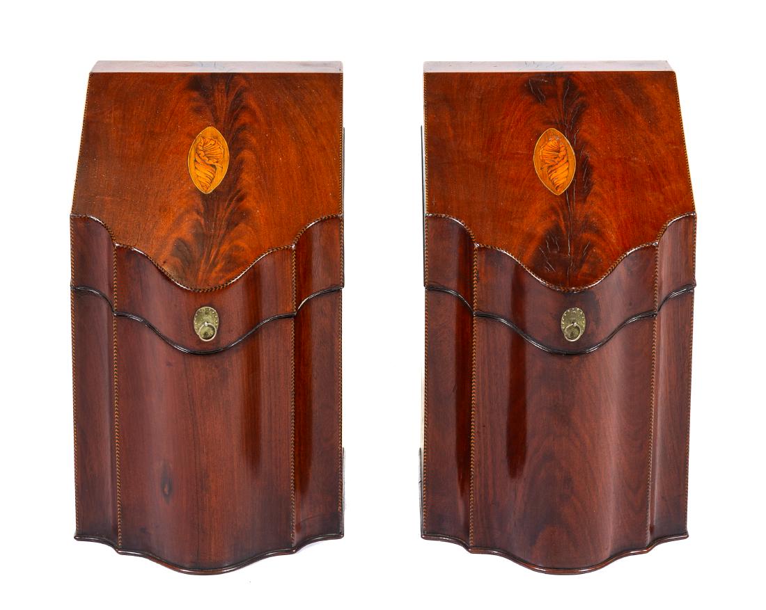 A Pair of George III Mahogany Knife Boxes Height 15 (1 of 2)