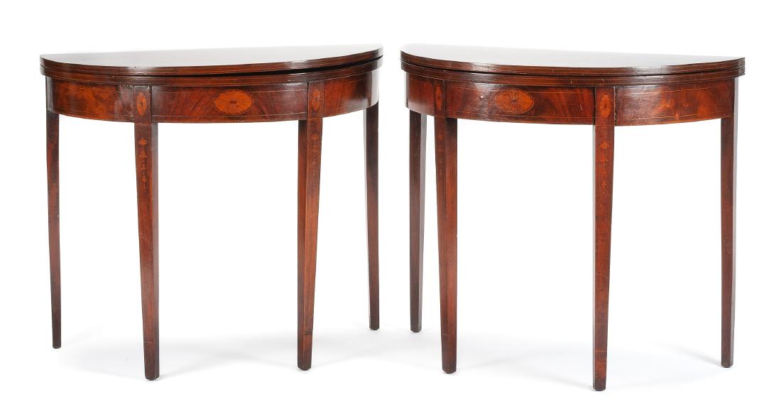 A Pair of George III Mahogany Game Tables Height 30 1/2 (1 of 1)