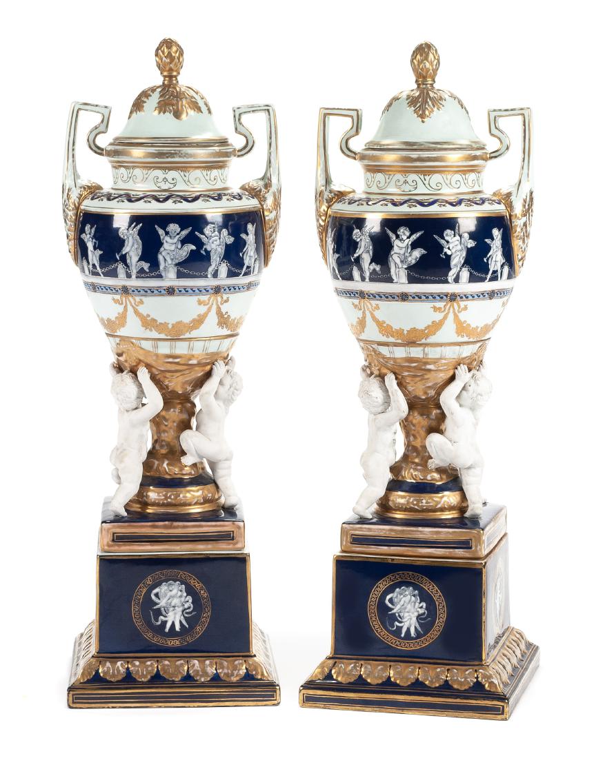 A Pair of Minton Style Porcelain and Bisque Covered (1 of 1)