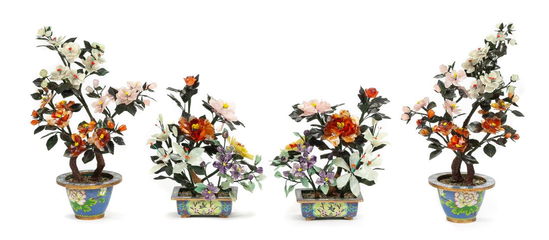 Two Pairs of Chinese Hardstone Floral Arrangements (1 of 1)