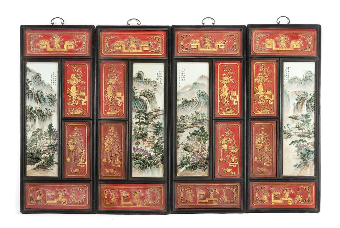 A Set of Four Chinese Porcelain Plaques Height 47 1/2 x (1 of 1)