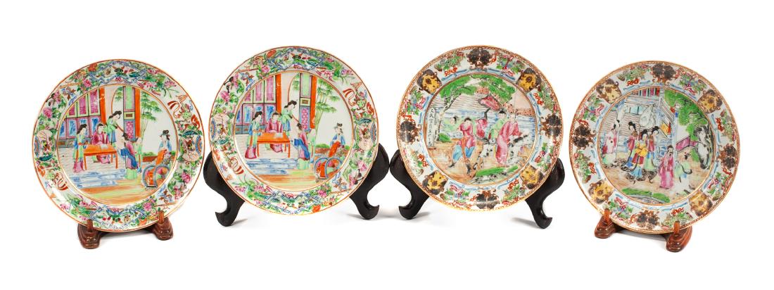 Two Pairs of Rose Canton Porcelain Plates Diameter 8 (1 of 1)