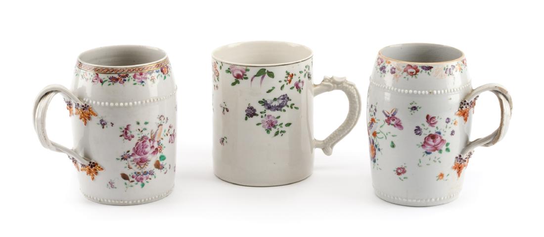 Three Chinese Export Porcelain Mugs Height of tallest 6 (1 of 1)