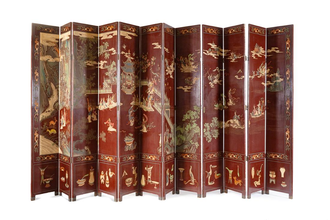A Chinese Coromandel Twelve-Panel Floor Screen Height (1 of 1)