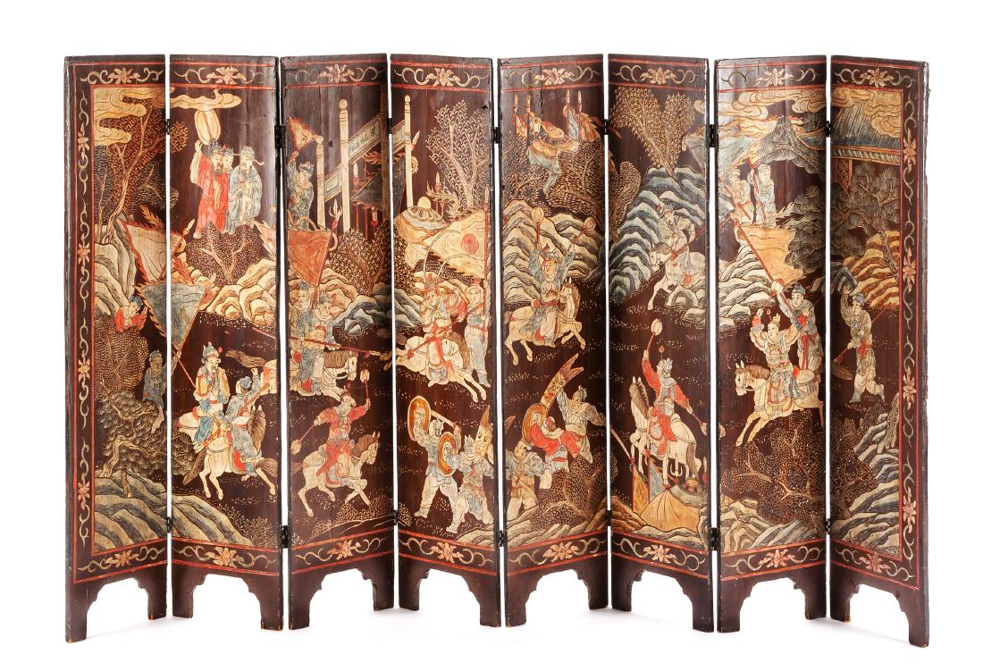 A Chinese Coromandel Eight-Panel Floor Screen Height 43 (1 of 2)