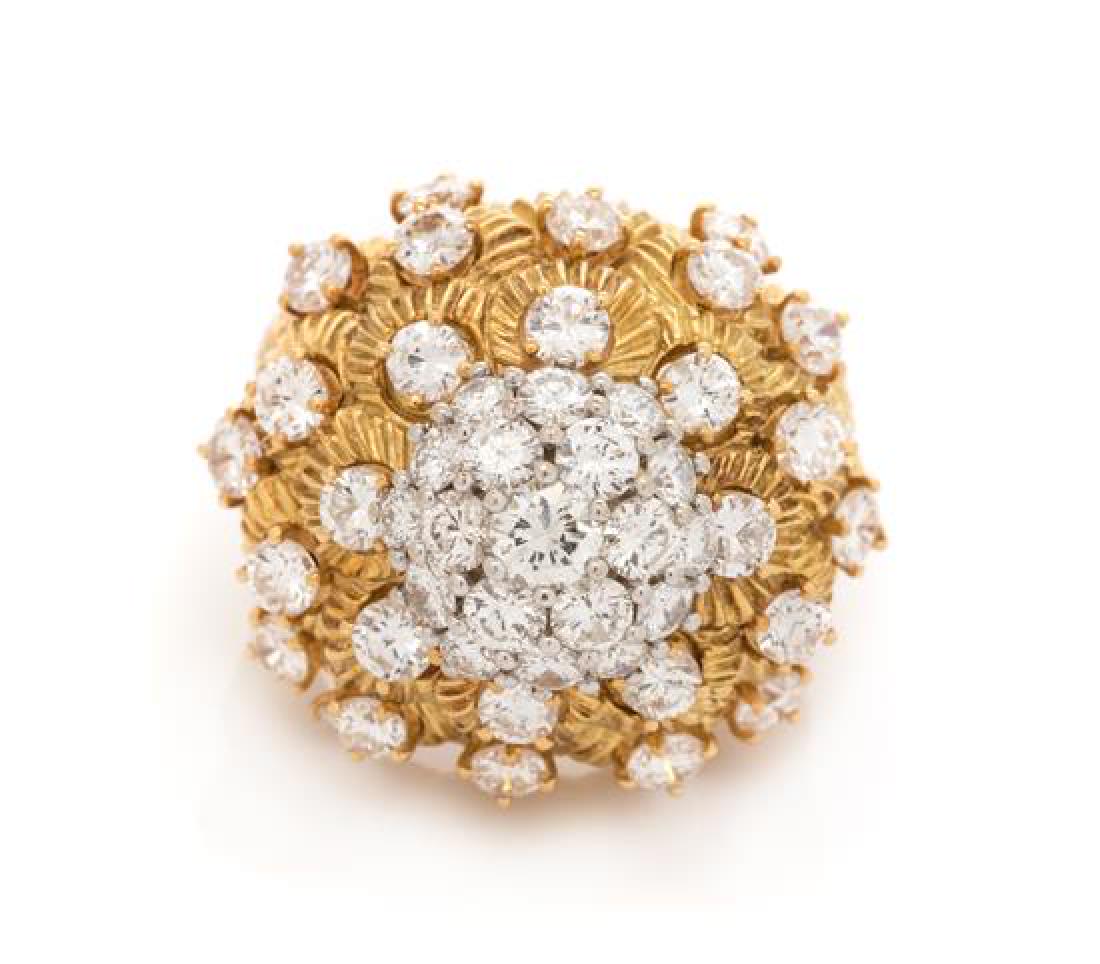 A Bicolor Gold and Diamond Bombe Ring, 12.90 dwts. (1 of 1)