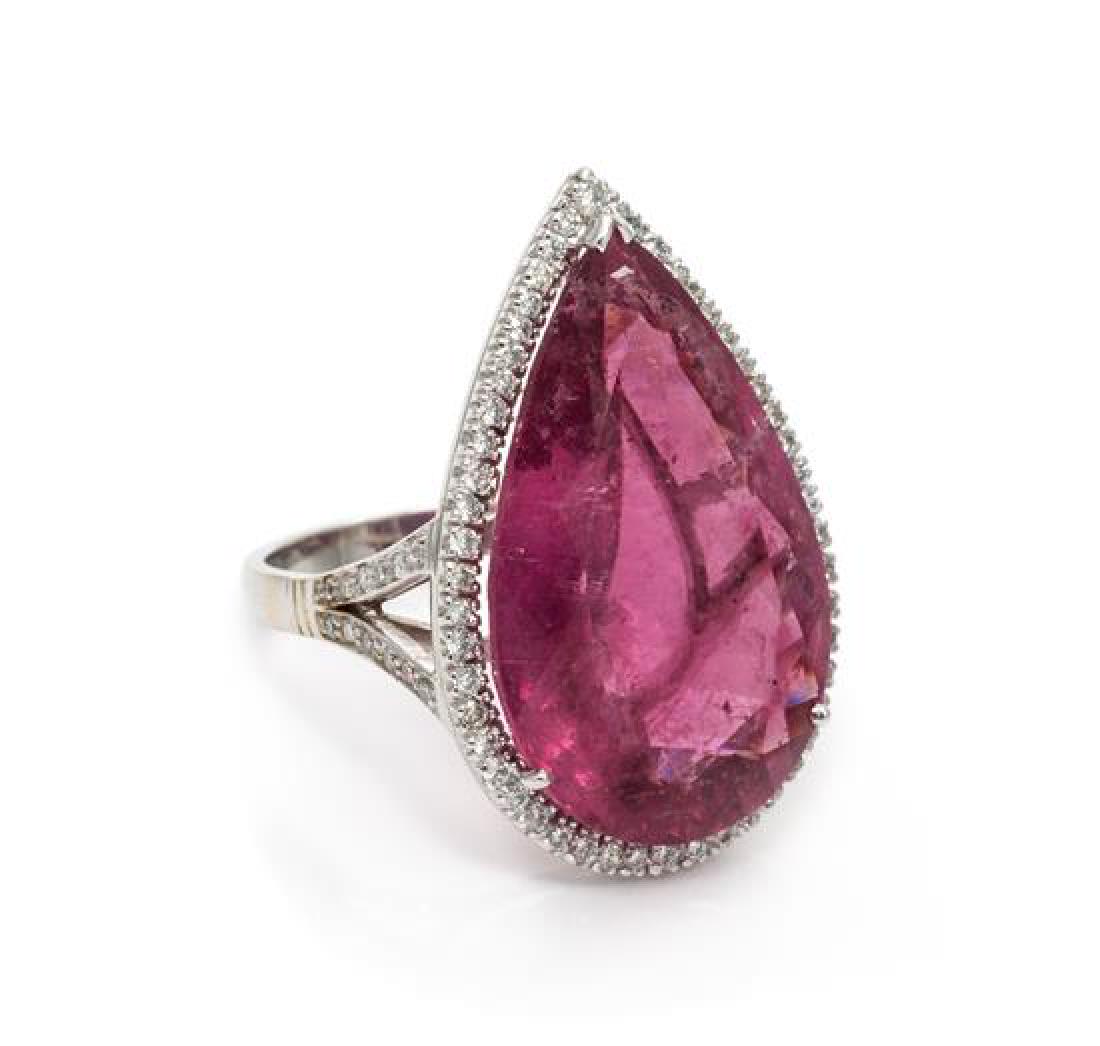 An 18 Karat White Gold, Pink Tourmaline and Diamond (1 of 1)