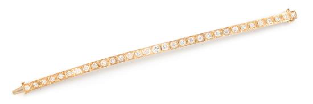 A 14 Karat Yellow Gold and Diamond Line Bracelet, 10.70 (1 of 1)