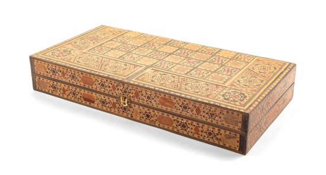A Syrian Inlaid Game Box Width 20 inches. (1 of 2)