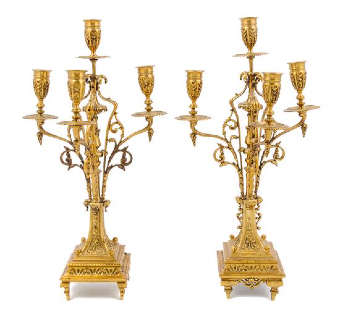 A Pair of Continental Gilt Metal Four-Light Candelabra (1 of 1)
