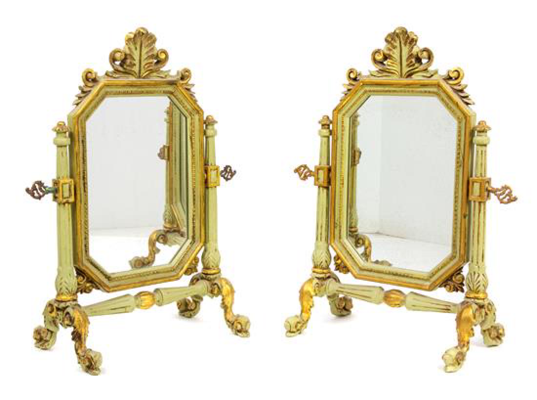 A Pair of Venetian Painted Table Mirrors Height 20 1/2: A Pair of Venetian Painted Table Mirrors Height 20 1/2 inches. Estimate $200-400