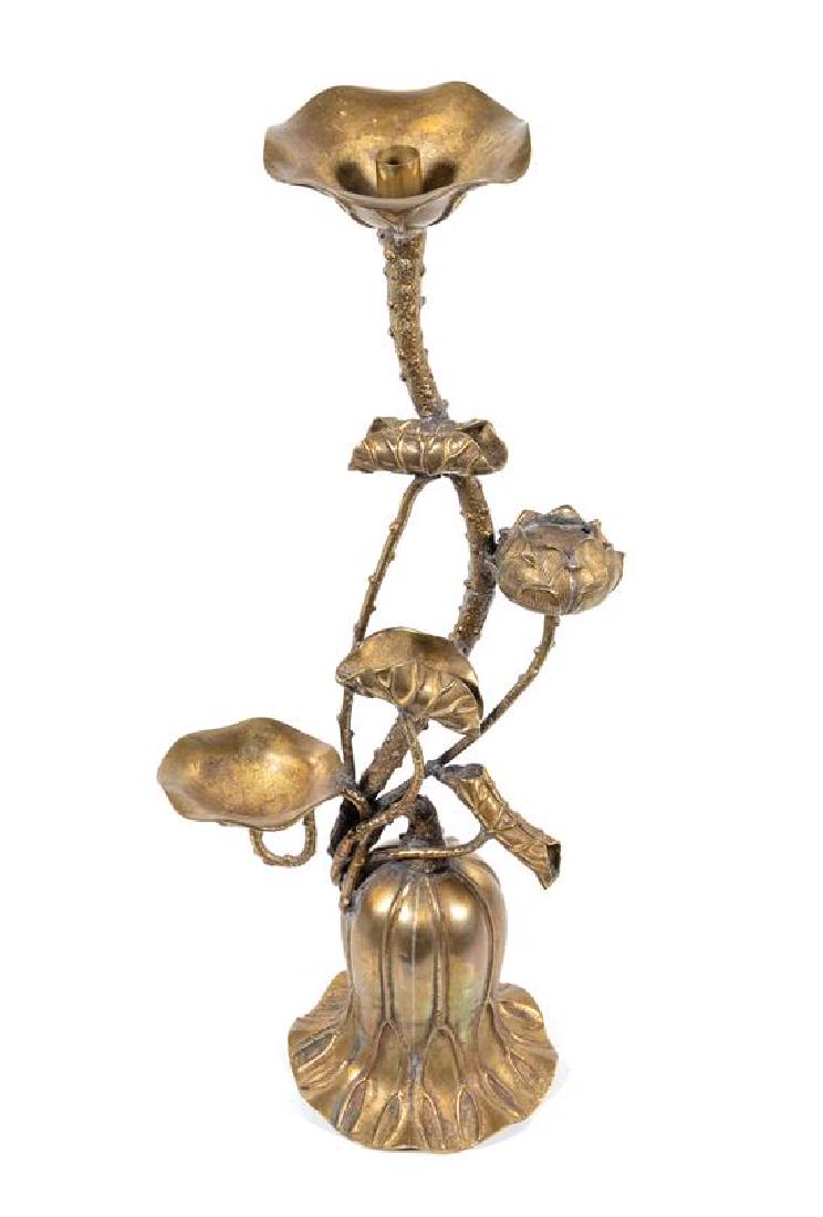 A Bronze Sculptural Candlestick Height 28 inches. (1 of 1)