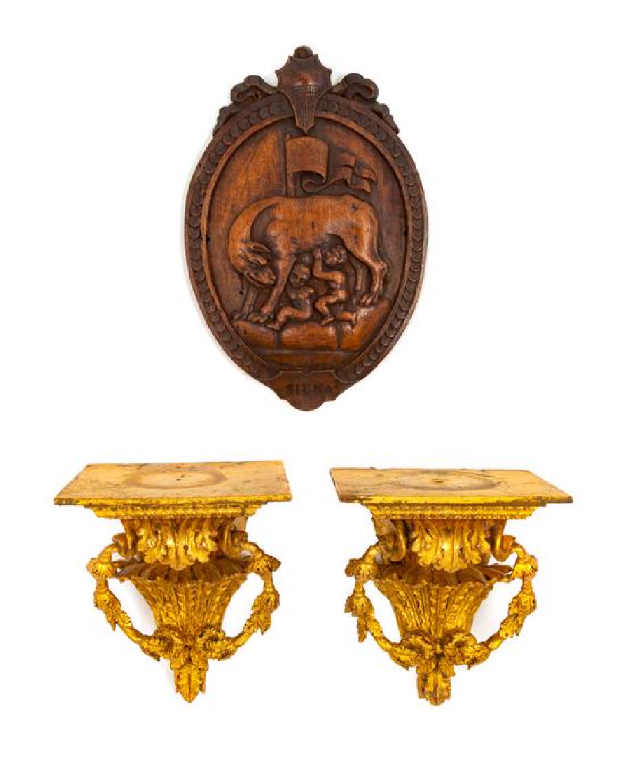 Two Giltwood Wall Brackets Height 6 1/4 x width 4 5/8 x (1 of 1)