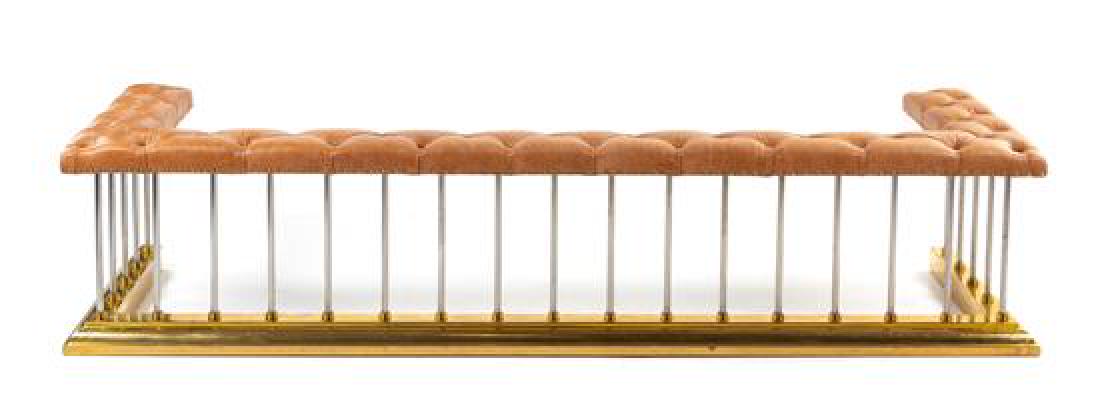 A Brass and Leather Club Fender Height 20 x length 90 x (1 of 1)