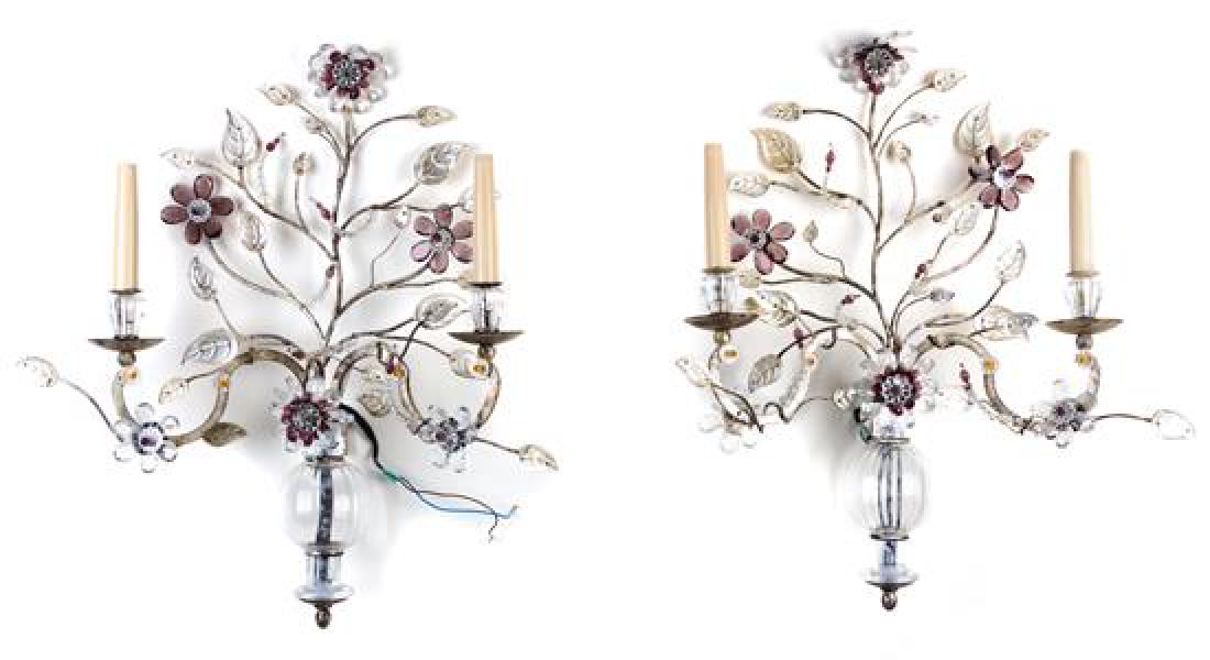 Four Silvered Metal and Glass Sconces Height 23 x (1 of 2)