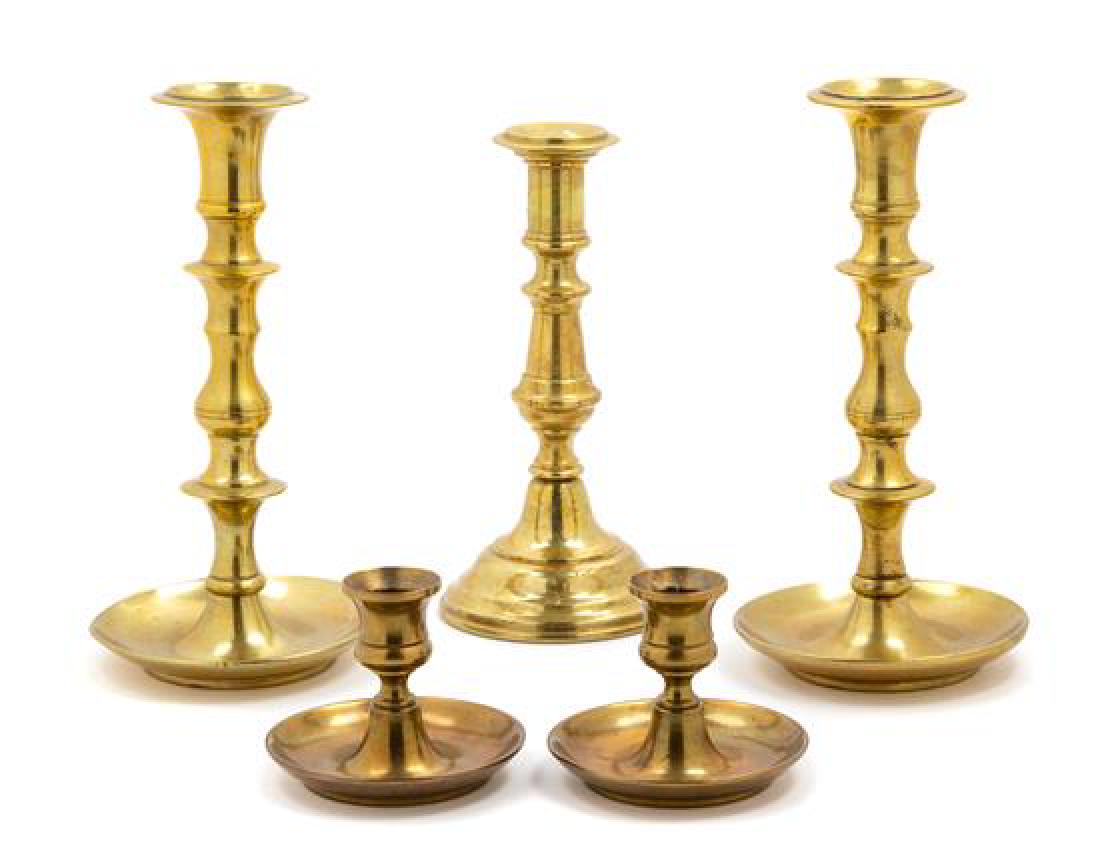 Five Brass Candlesticks Height of tallest pair 9 (1 of 1)
