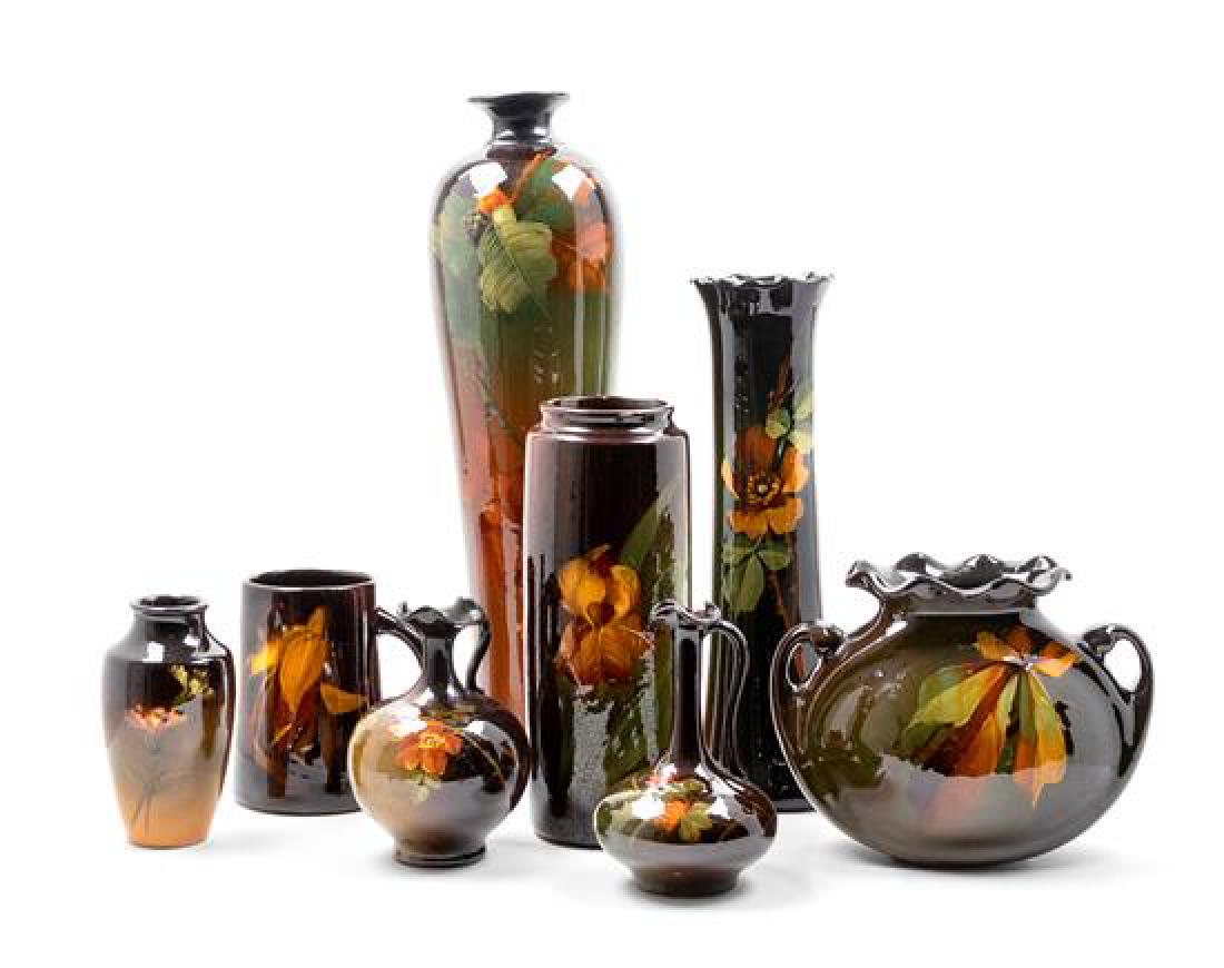 A Group of Eight Weller Pottery Vases Height of tallest (1 of 1)