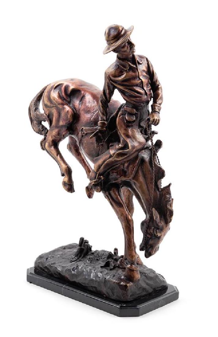 After Frederic Remington, (American, 1861-1909), The: After Frederic Remington (American, 1861-1909) The Outlaw bronze 23 x 19 x 7 1/4 inches. Estimate $100-200