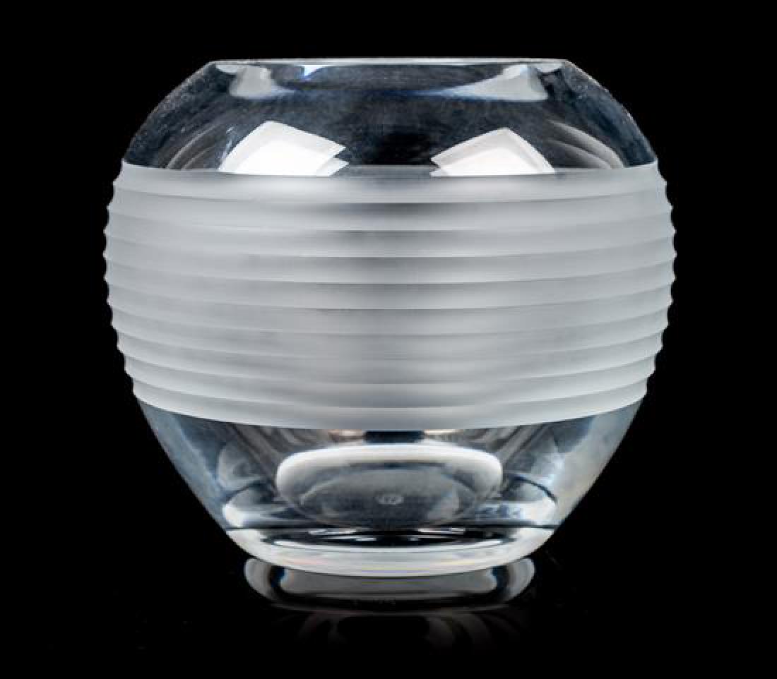A Baccarat Frosted and Clear Glass Bowl Height 6 7/8 (1 of 1)