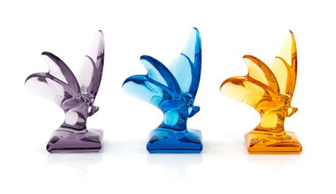 Three Baccarat Colored Glass Figures Height 3 3/8 (1 of 1)