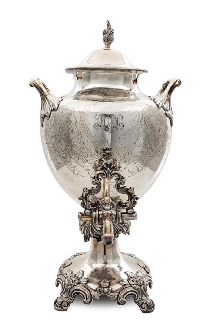 An English Silver-Plate Tea Urn Height 20 inches. (1 of 1)